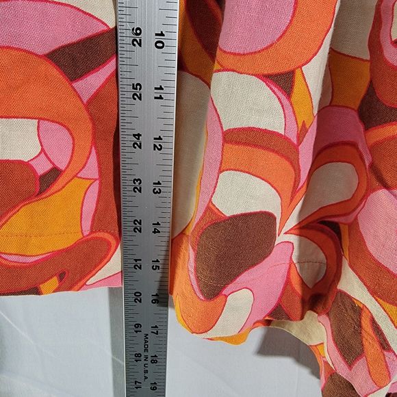 2 Pcs Ava & Viv Linen Blend 70’s Groovy Top & Bottom Orange Colorful Print XXL - Picture 7 of 10